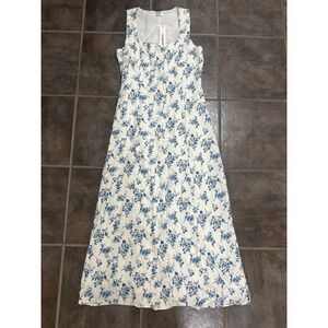 The Workshop Womens Blue Floral Toile Button Down Sleeveless Midi Dress Size S